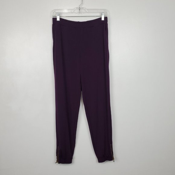 Susan Graver Eggplant Purple Liquid Knit Pull-On Zip Ankle Jogger Pants Size XS - Picture 14 of 14